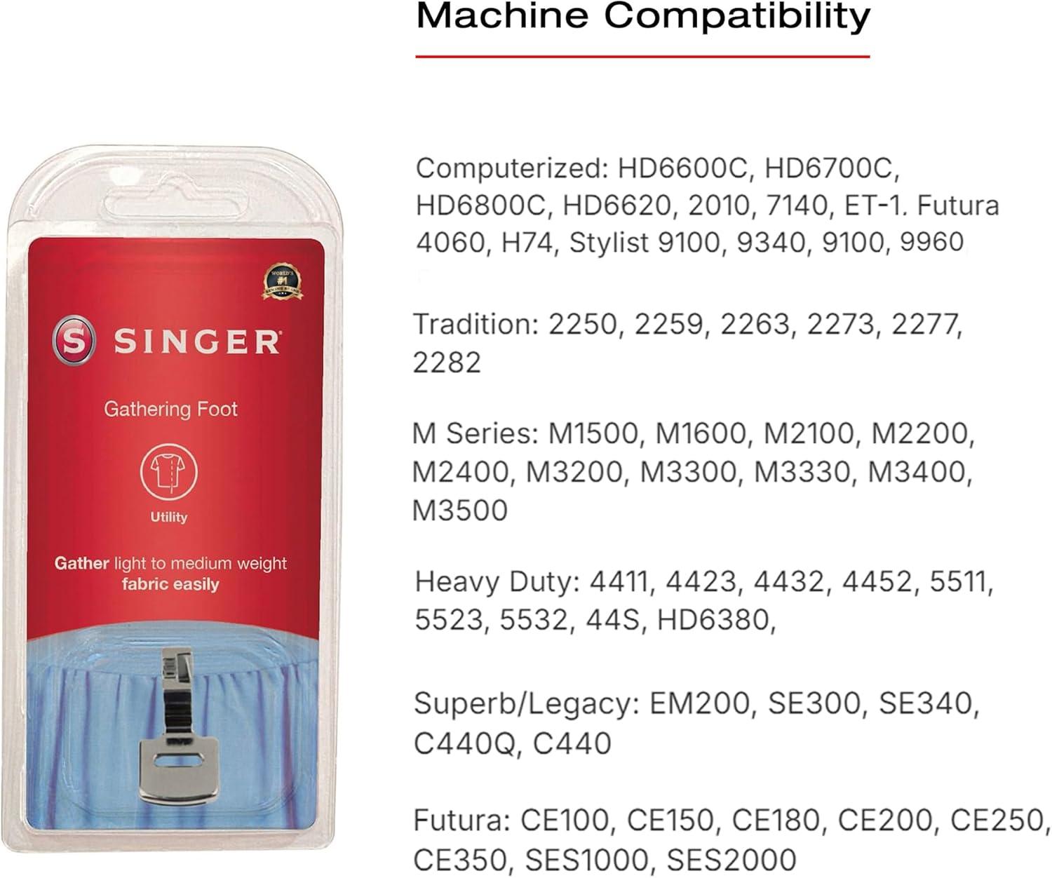 imageSINGER  Gathering Presser Foot for LowShank Sewing Machines Simutaneously Trims ampamp Hems Edges ZigZag and OverEdge Stitches  Sewing Made Easy