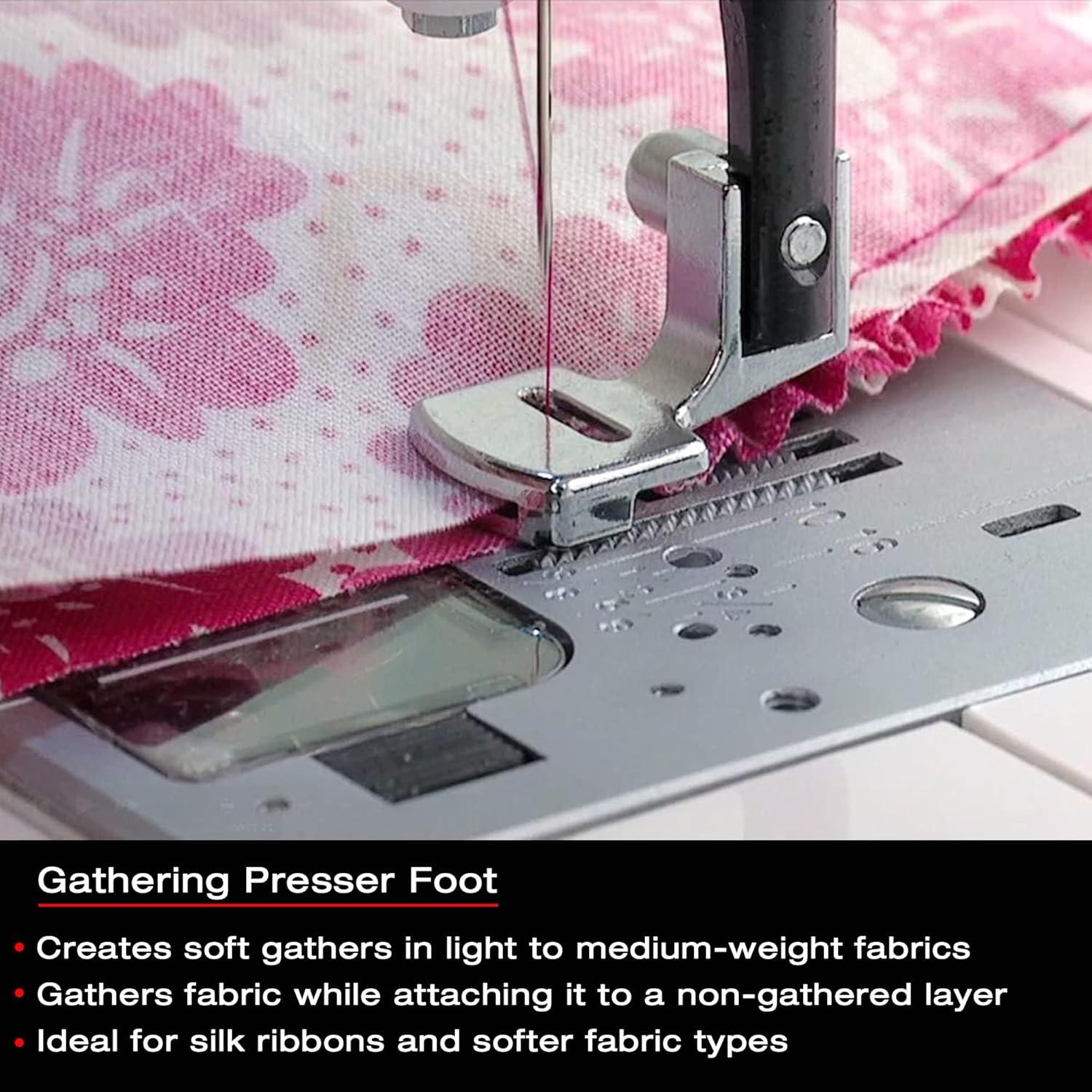 imageSINGER  Gathering Presser Foot for LowShank Sewing Machines Simutaneously Trims ampamp Hems Edges ZigZag and OverEdge Stitches  Sewing Made Easy