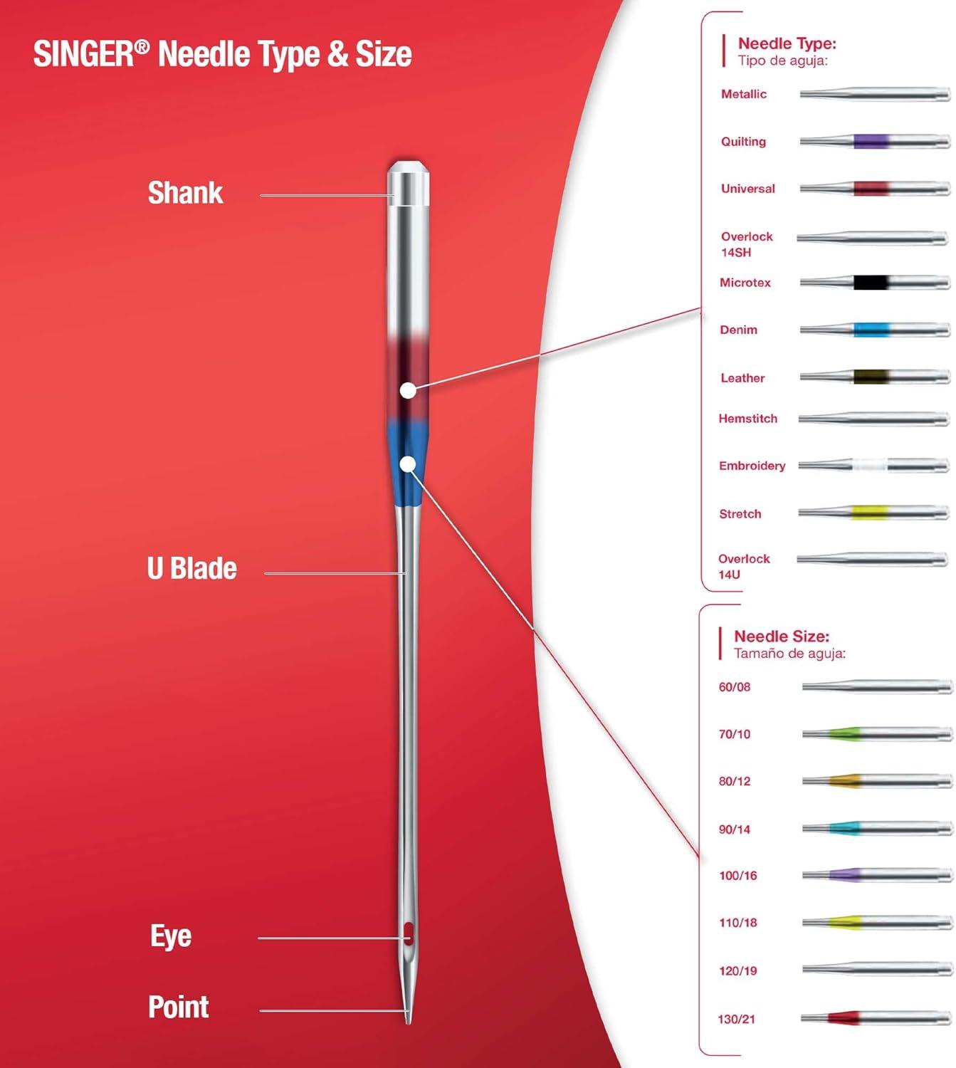imageSINGER 04741 Regular Point Needles Size 10016 5 Count8011  9014  10016
