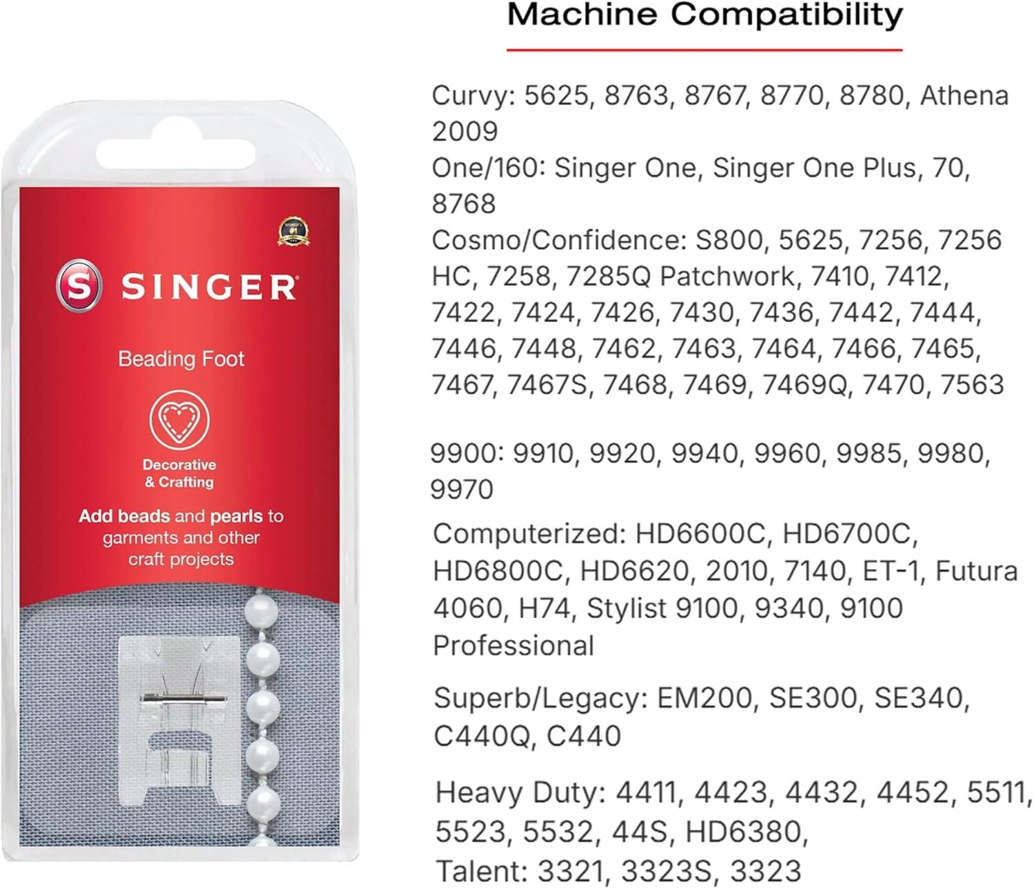 imageSINGER Beading Presser Foot for Serger  Add Beads Sequins ampamp Trims Easily  SnapOn Foot for SA Series Sergers  Fits 14CG754 14SH754 S0100 HD0400S X5004HD  Not for 4423 5705cSerger Beading