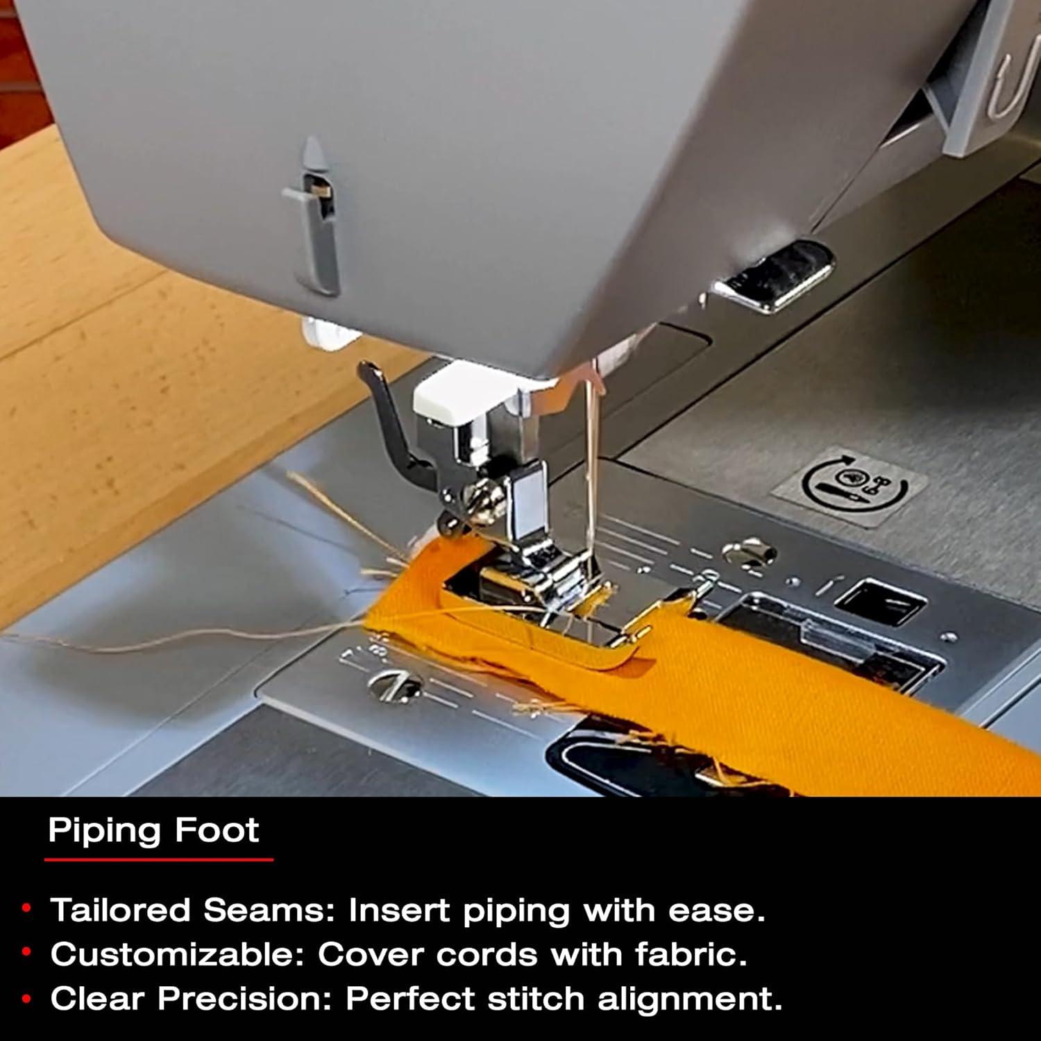 imageSINGER Beading Presser Foot for Serger  Add Beads Sequins ampamp Trims Easily  SnapOn Foot for SA Series Sergers  Fits 14CG754 14SH754 S0100 HD0400S X5004HD  Not for 4423 5705cSerger Piping