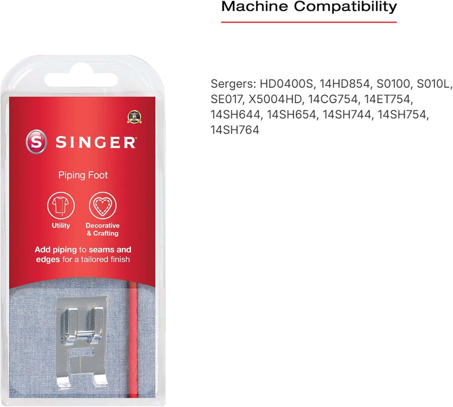 imageSINGER Beading Presser Foot for Serger  Add Beads Sequins ampamp Trims Easily  SnapOn Foot for SA Series Sergers  Fits 14CG754 14SH754 S0100 HD0400S X5004HD  Not for 4423 5705cSerger Piping