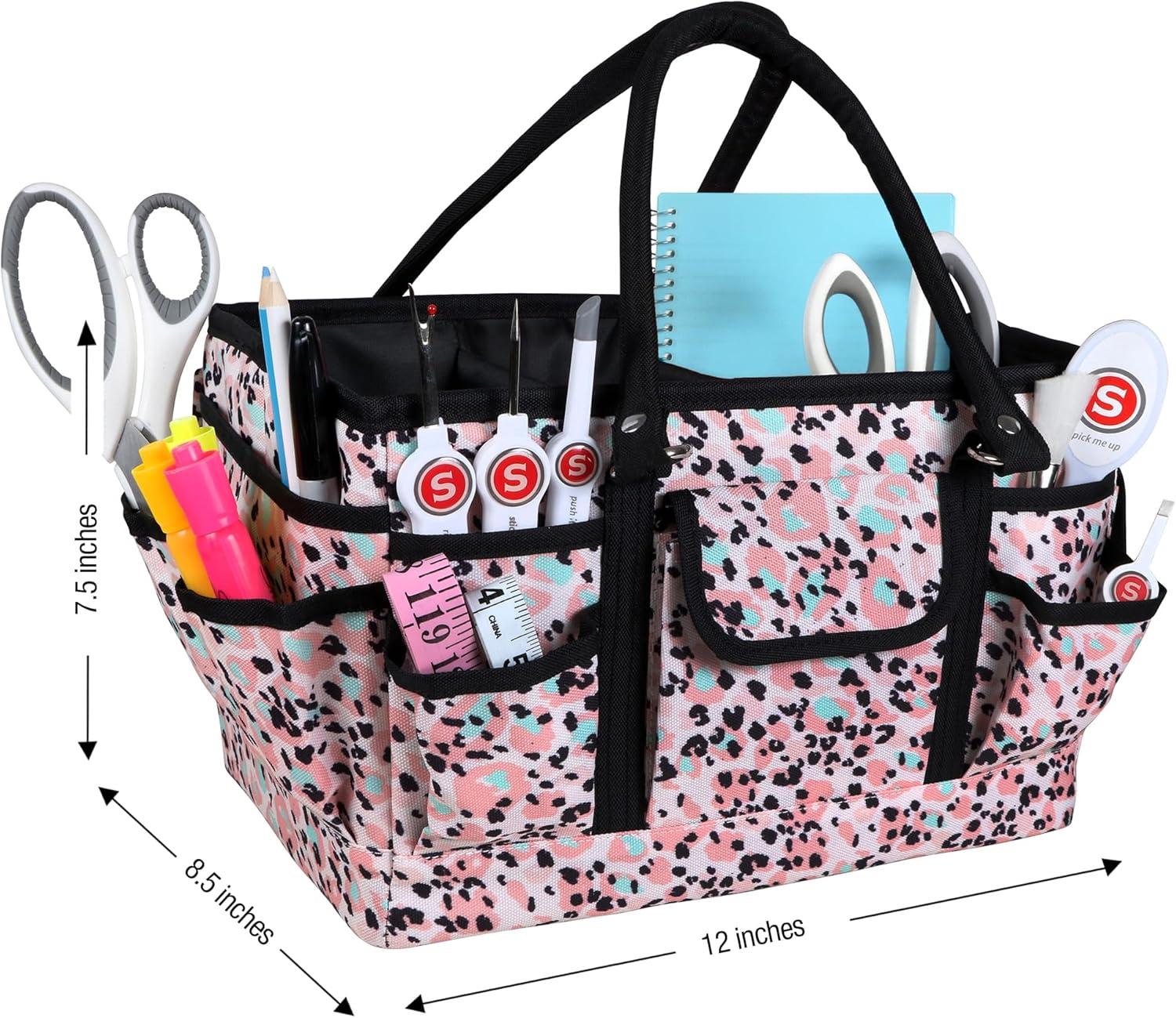 imageSINGER Collapsible Deluxe Store ampamp Tote CaddyRose Leopard PrintRose Leopard Print