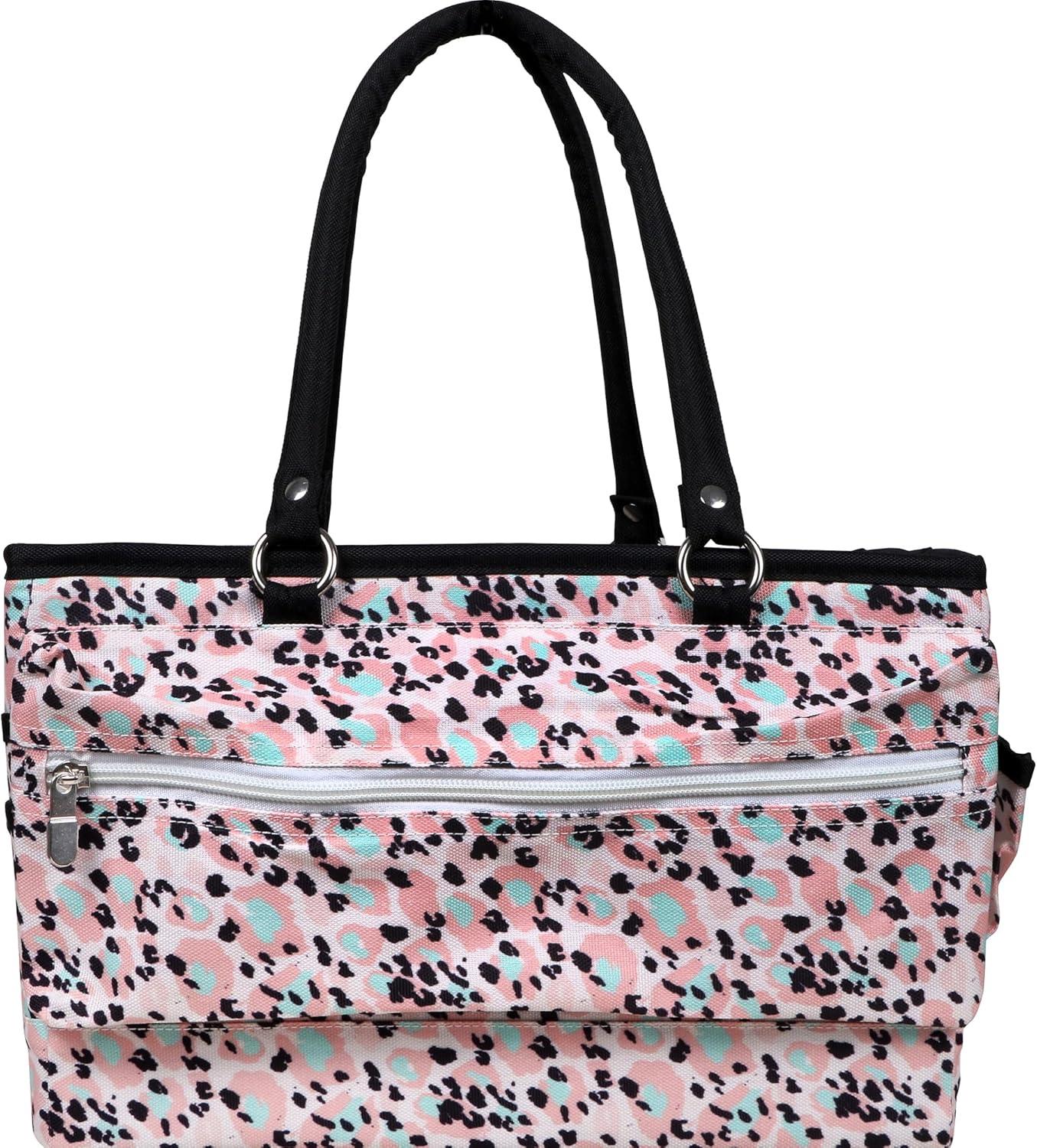 imageSINGER Collapsible Deluxe Store ampamp Tote CaddyRose Leopard PrintRose Leopard Print