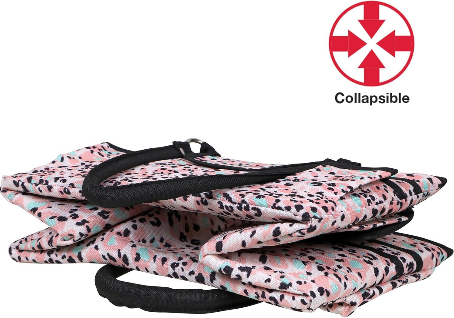 imageSINGER Collapsible Deluxe Store ampamp Tote CaddyRose Leopard PrintRose Leopard Print