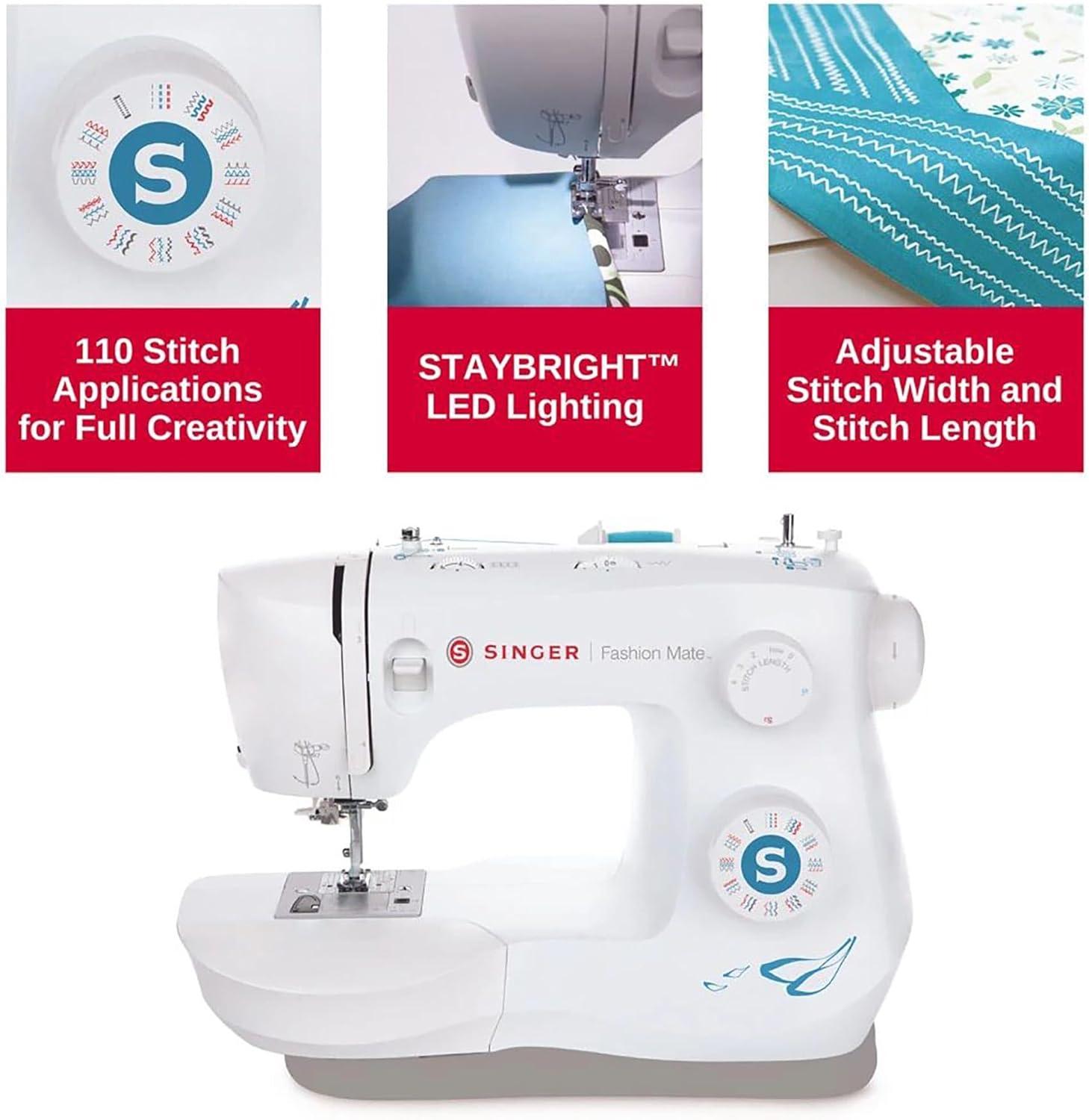 imageSINGER Fashion Mate 3342 Lightweight ampamp Portable Sewing Machine with Accessory Kit  32 BuiltIn Stitches Free Arm Full Metal frame LED Light ampamp 1step Buttonhole  Great for Crafts ampamp Mending