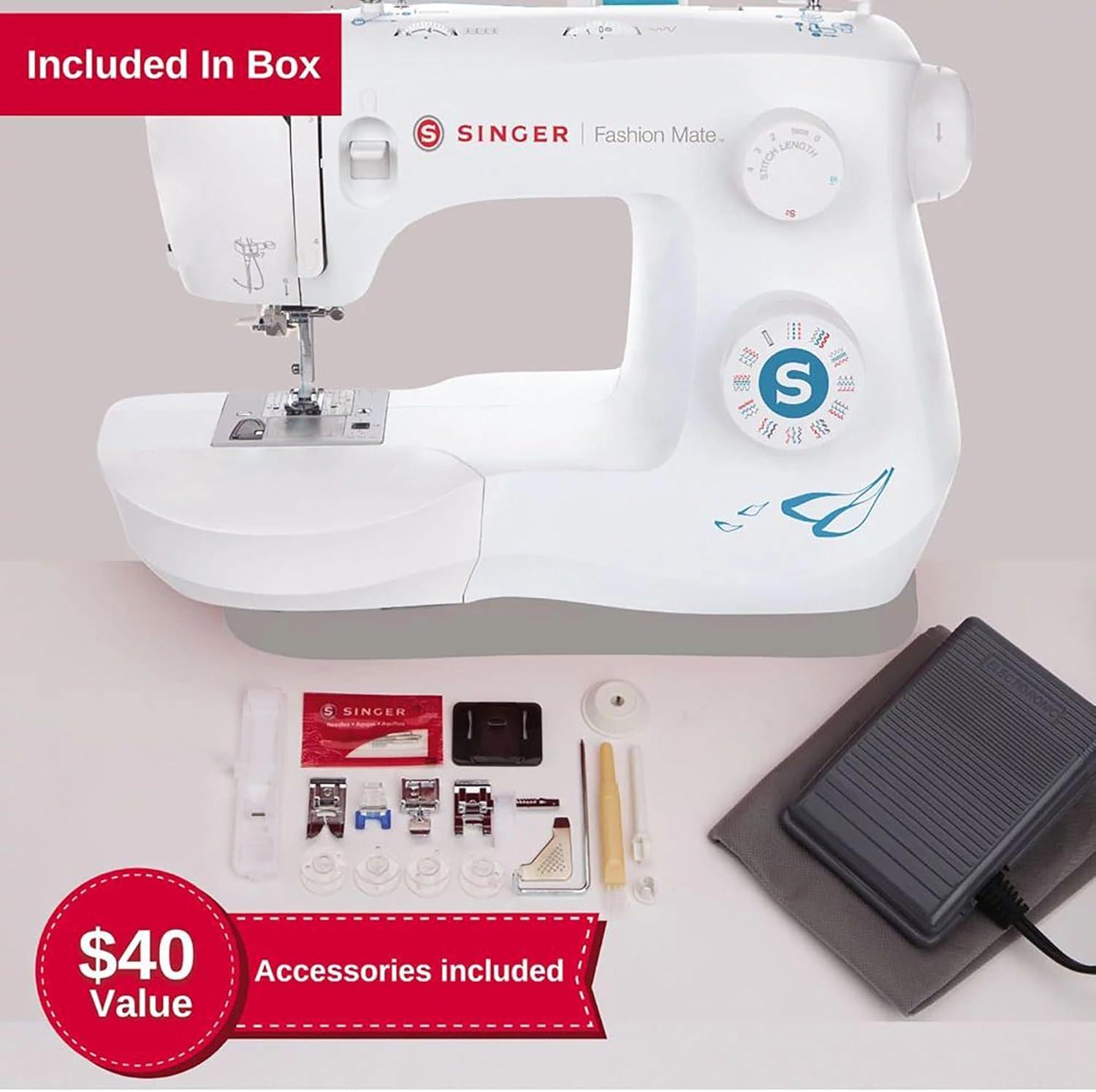 imageSINGER Fashion Mate 3342 Lightweight ampamp Portable Sewing Machine with Accessory Kit  32 BuiltIn Stitches Free Arm Full Metal frame LED Light ampamp 1step Buttonhole  Great for Crafts ampamp Mending