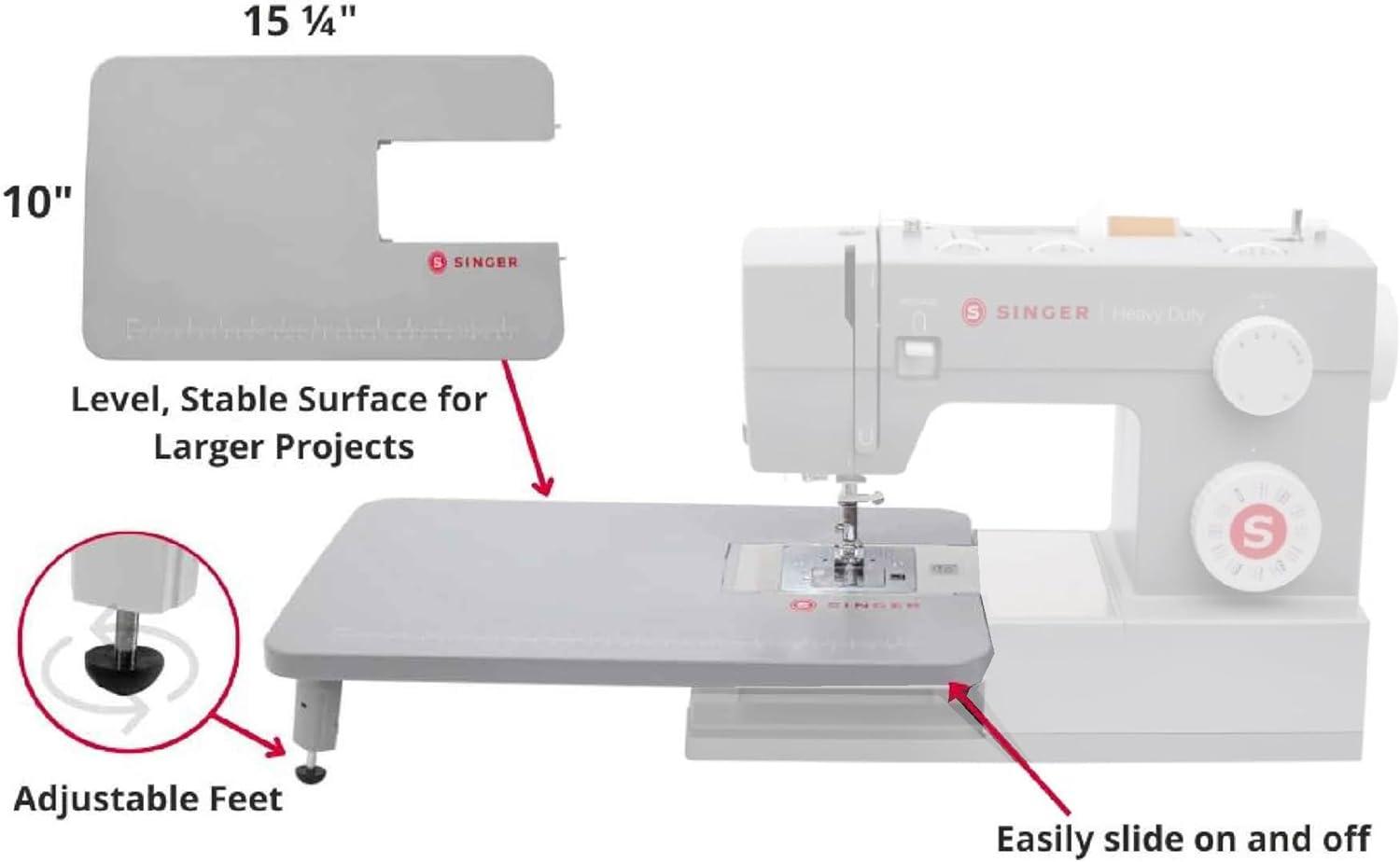 imageSINGER Gray Sewing Machines Extension Table for Heavy Duty Sewing Machines 4411 4423 4432 4452 5511 5523 5532 6335 to sew Larger Projects with Ease Professional Results Foldable Leg