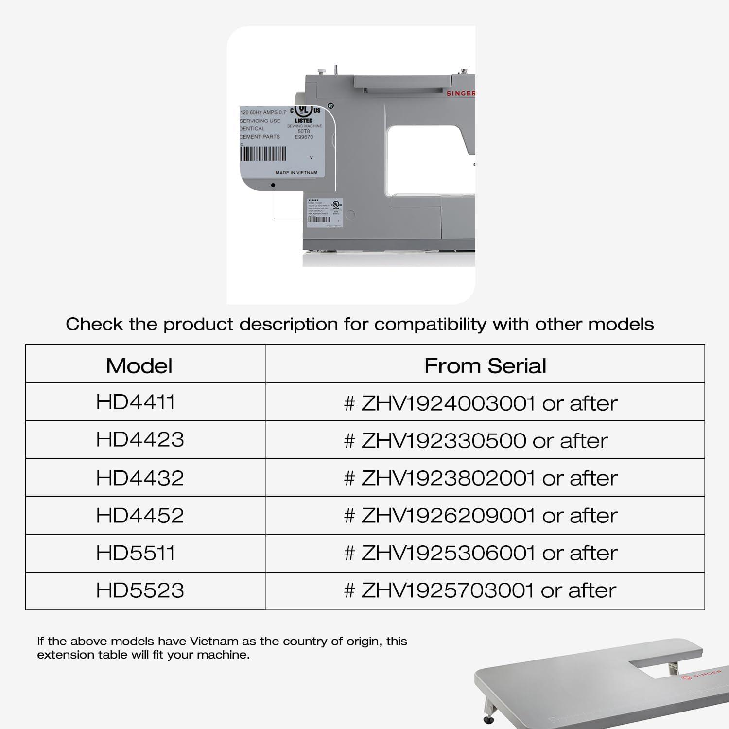 imageSINGER Gray Sewing Machines Extension Table for Heavy Duty Sewing Machines 4411 4423 4432 4452 5511 5523 5532 6335 to sew Larger Projects with Ease Professional Results Foldable Leg