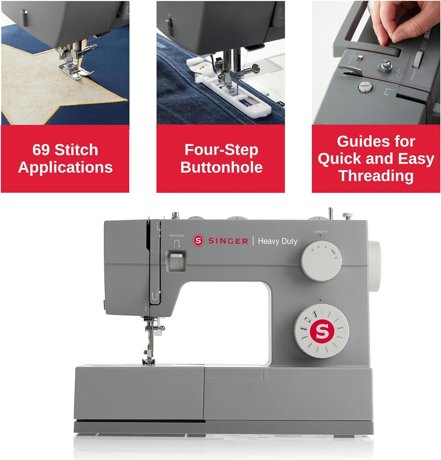 imageSINGER Heavy Duty 4411 High Speed Sewing Machine with Accessory Kit  Strong Motor With Enhanced Piercing Power 69 Stitch Applications Full Metal frame 4step Buttonhole ampamp LED LightSewing Machine