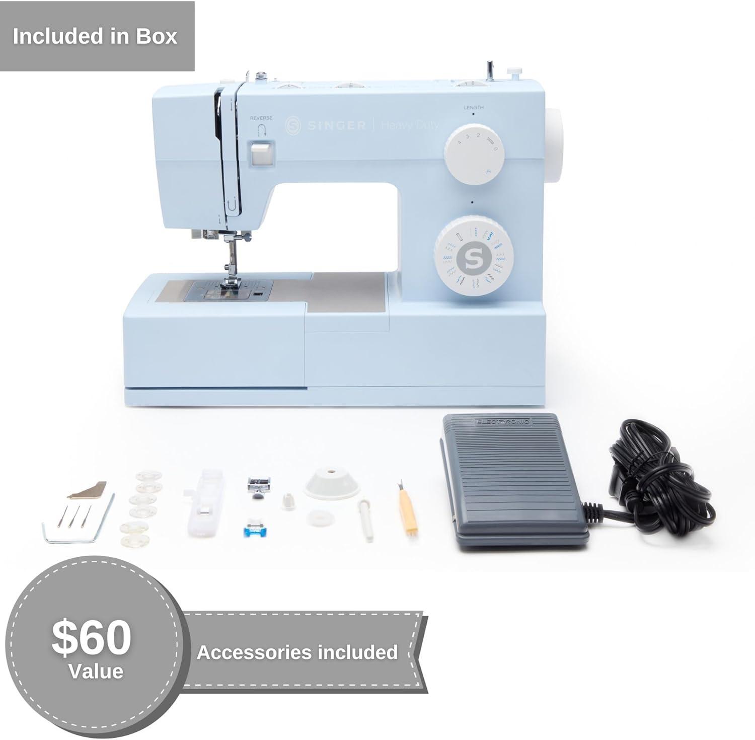 imageSINGER Heavy Duty 4423 High Speed Sewing Machine with Accessory Kit  Strong Motor With Enhanced Piercing Power 97 Stitch Applications Full Metal frame 1step Buttonhole ampamp LED Light4423 Meltwater Blue