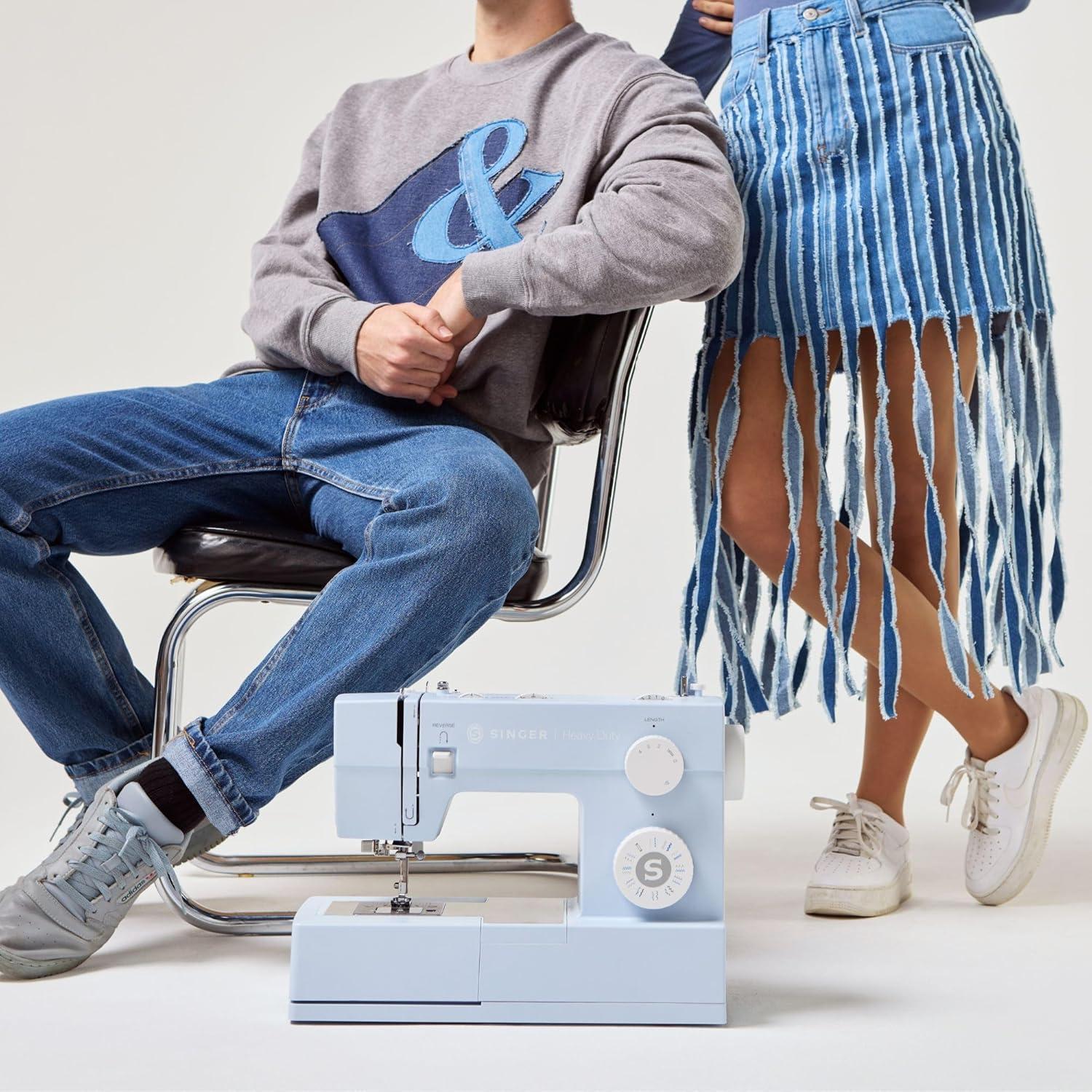 imageSINGER Heavy Duty 4423 High Speed Sewing Machine with Accessory Kit  Strong Motor With Enhanced Piercing Power 97 Stitch Applications Full Metal frame 1step Buttonhole ampamp LED Light4423 Meltwater Blue