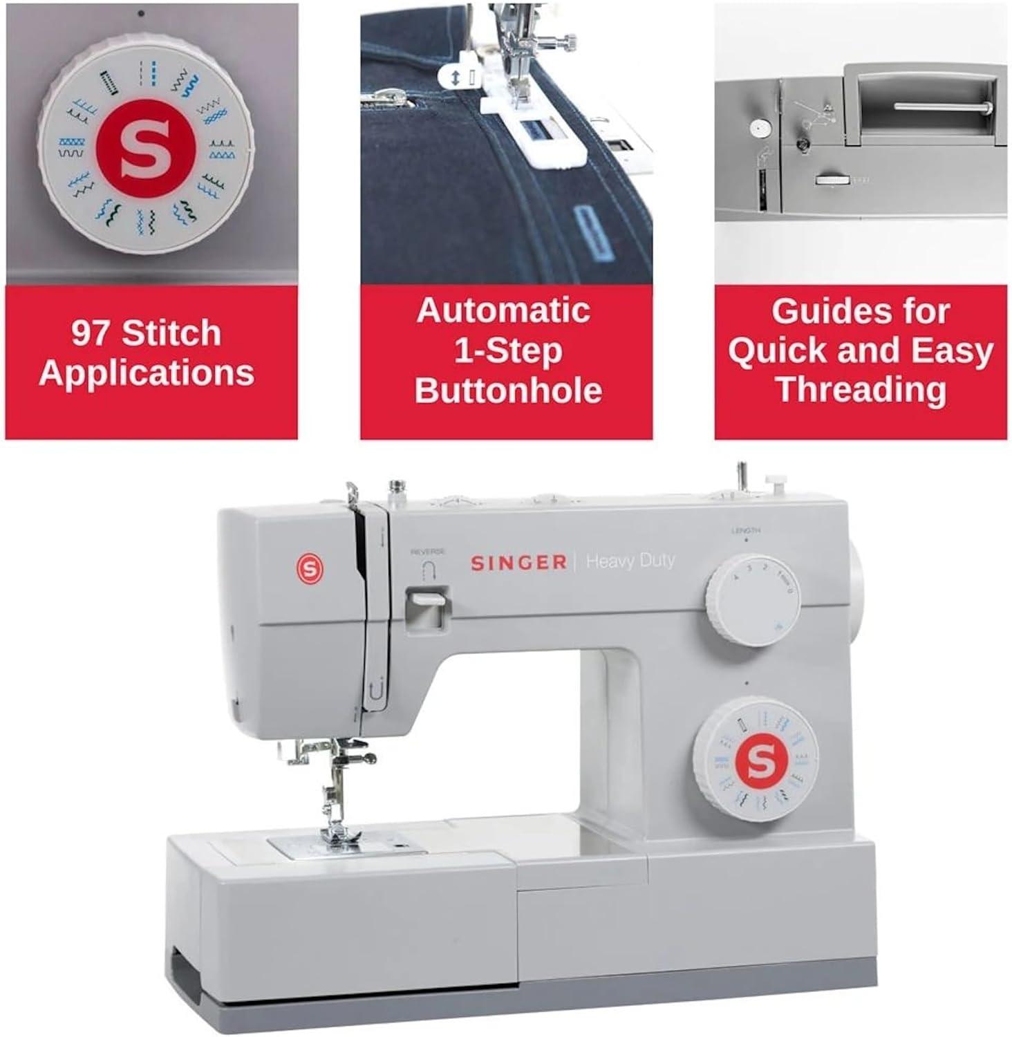 imageSINGER Heavy Duty 4423 High Speed Sewing Machine with Accessory Kit  Strong Motor With Enhanced Piercing Power 97 Stitch Applications Full Metal frame 1step Buttonhole ampamp LED Light4423 Sewing Machine