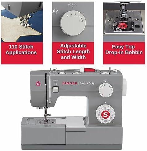 imageSINGER Heavy Duty 4432 High Speed Black Sewing Machine with Accessory Kit  Strong Motor with Enhanced Piercing Power 110 Stitch Applications Full Metal frame 1step Buttonhole ampamp LED LightGrey