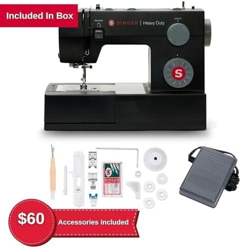 imageSINGER Heavy Duty 4432 High Speed Black Sewing Machine with Accessory Kit  Strong Motor with Enhanced Piercing Power 110 Stitch Applications Full Metal frame 1step Buttonhole ampamp LED LightBlack