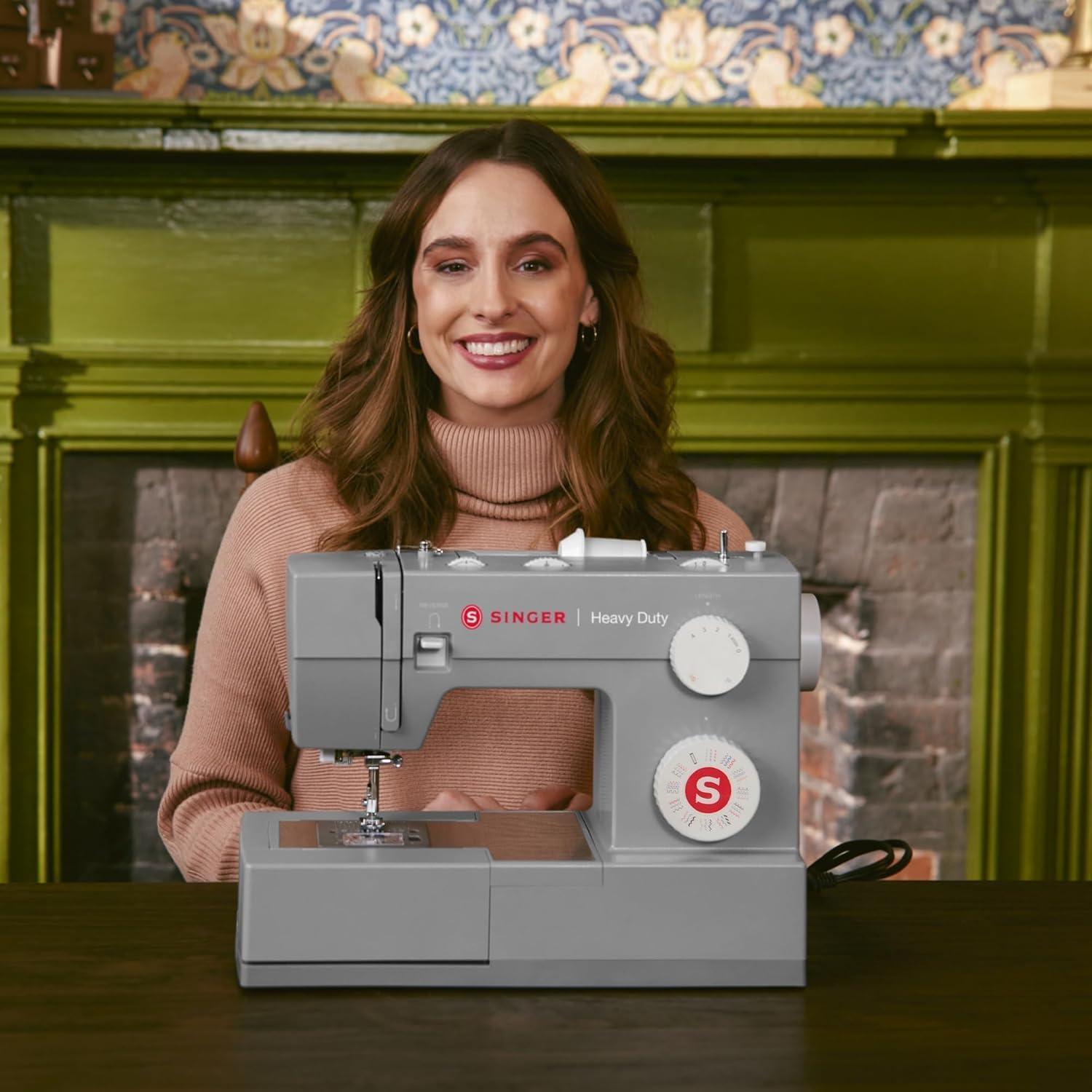 imageSINGER Heavy Duty 4452 High Speed Sewing Machine With Accessory Kit  Strong Motor with Enhanced Piercing Power 110 Stitch Applications Full Metal frame 1step Buttonhole ampamp LED Lights4452  Holiday Bundle