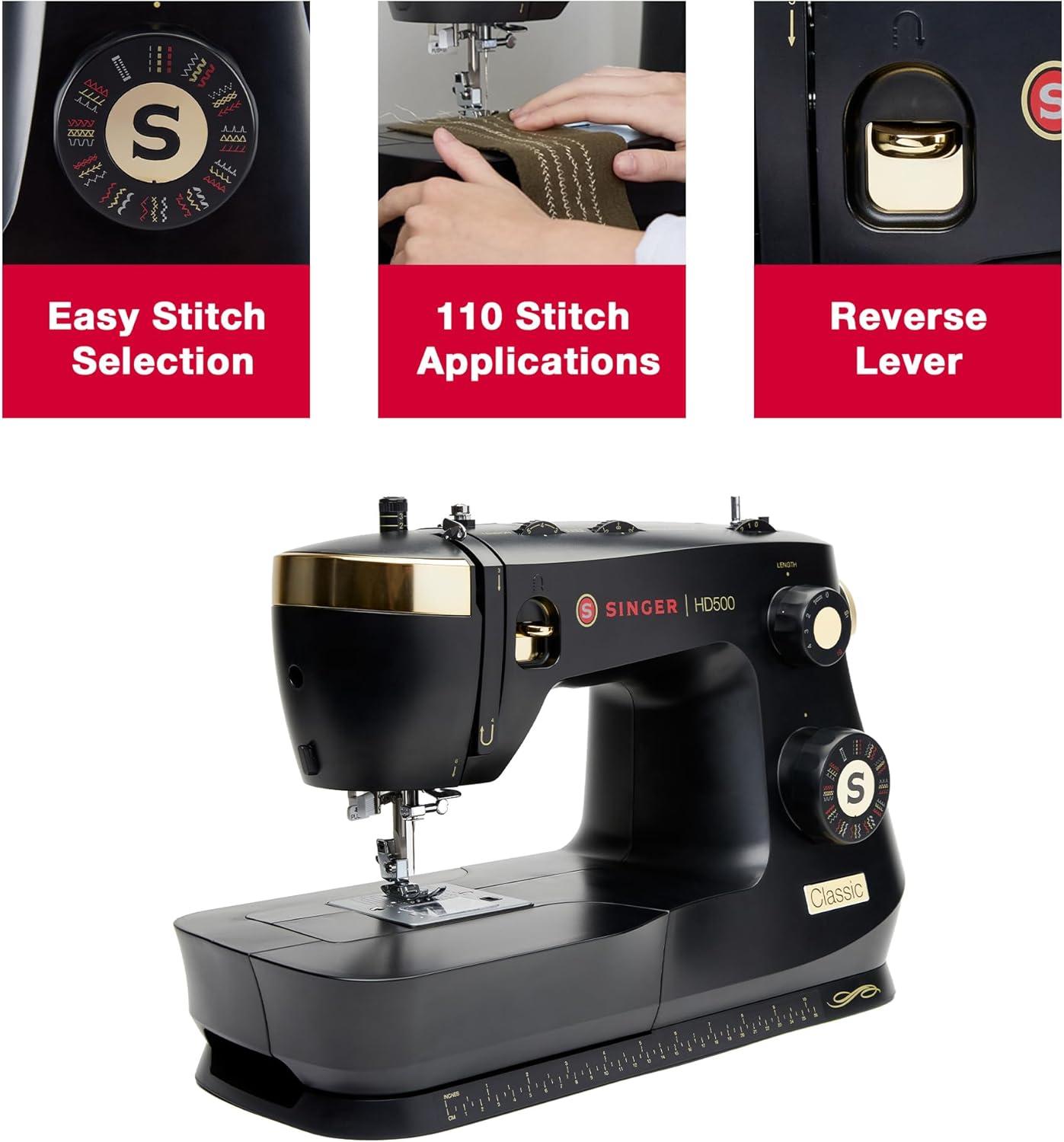 imageSINGER Heavy Duty 500 Classic Sewing Machine with Accessory Kit  Strong Motor with Enhanced Piercing Power 23 BuiltIn Stitches Full Metal frame 1step Buttonhole ampamp LED Light