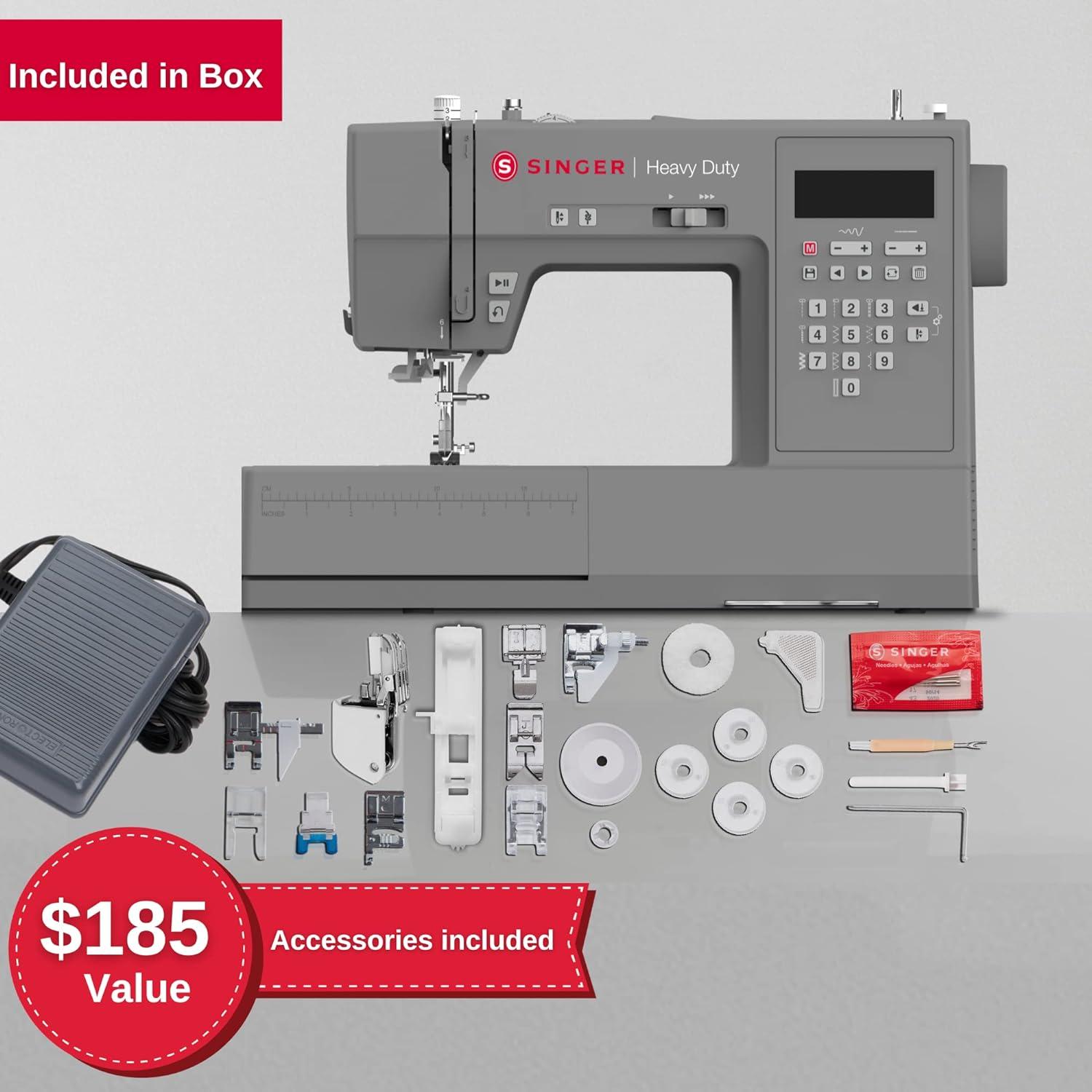 imageSINGER Heavy Duty 6700C Computerized Sewing Machine with Accessory Kit  Strong Motor with Enhanced Piercing Power 411 Stitch Applications LCD Screen Full Metal frame ampamp 1step Buttonhole