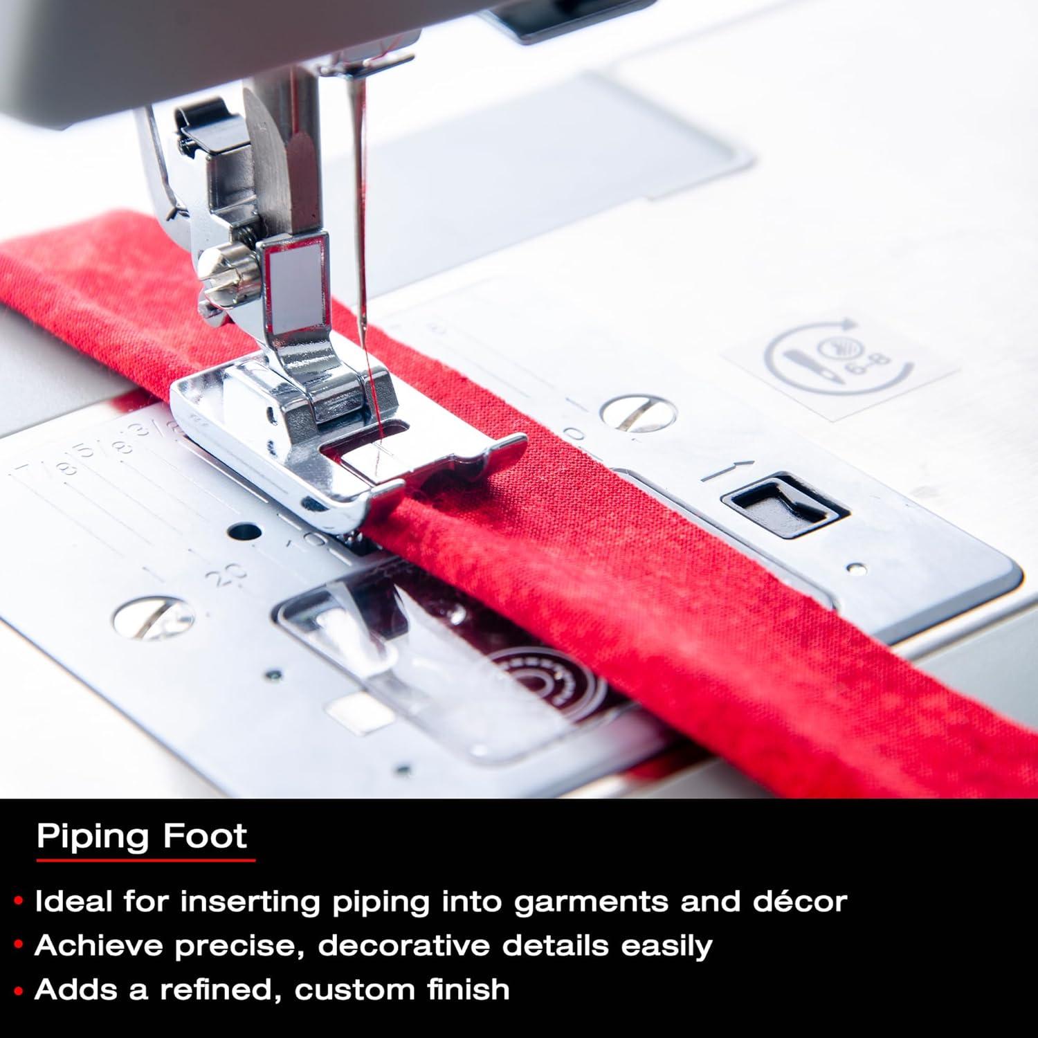 imageSINGER Home Dcor Presser Foot Kit  Includes Piping Bias Binder ampamp Ruffler Attachment  Perfect for Tailored Finishes Bias Binding ampamp Pleating  Compatible with SINGER Sewing MachinePresser Feet Kit