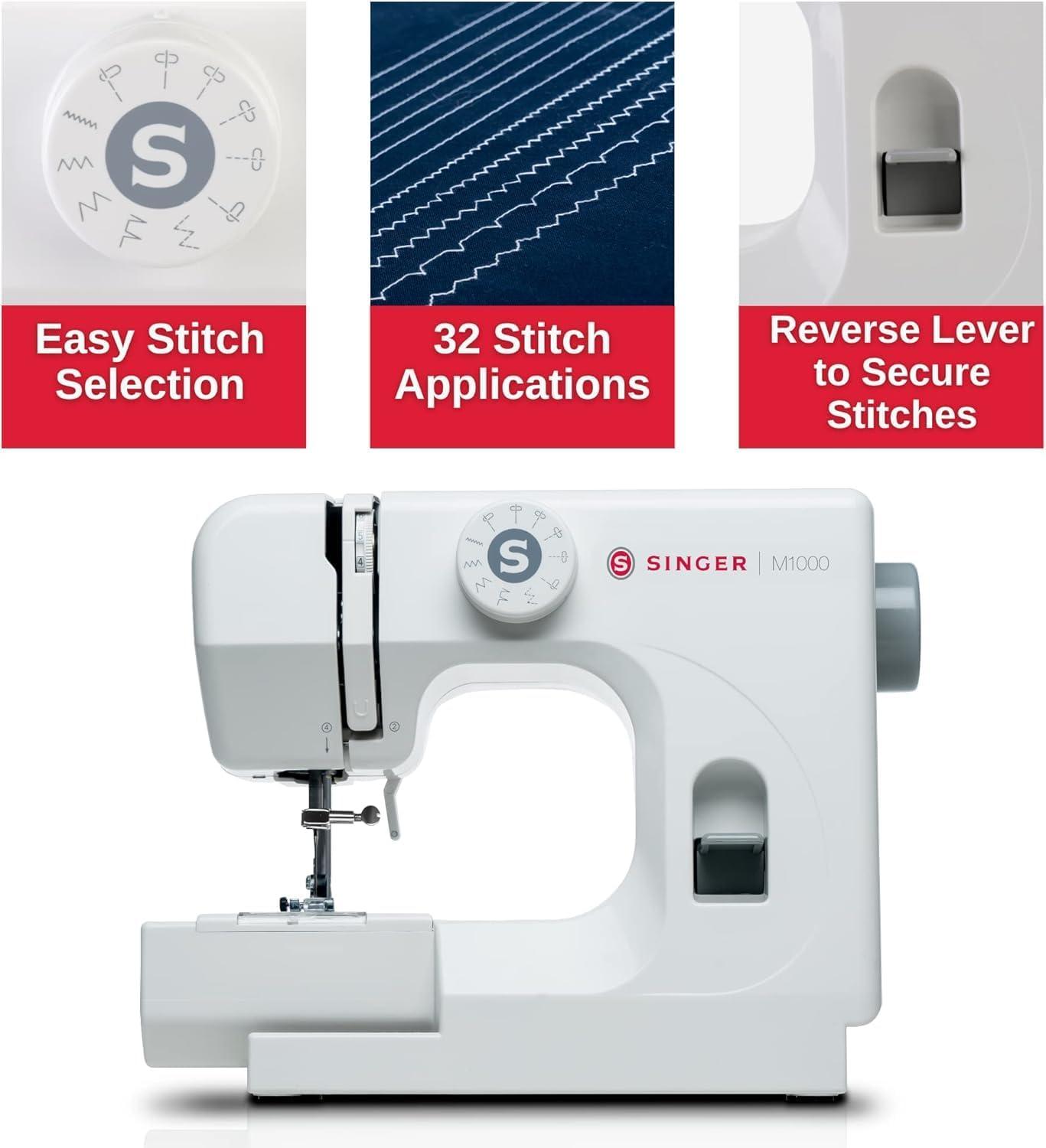 imageSINGER M1000 Mending Machine  Compact Lightweight ampamp Portable With 32 Stitch Applications ampamp LED Light  Great for Light to Medium Weight Fabrics ampamp Repairs  BlueWhite