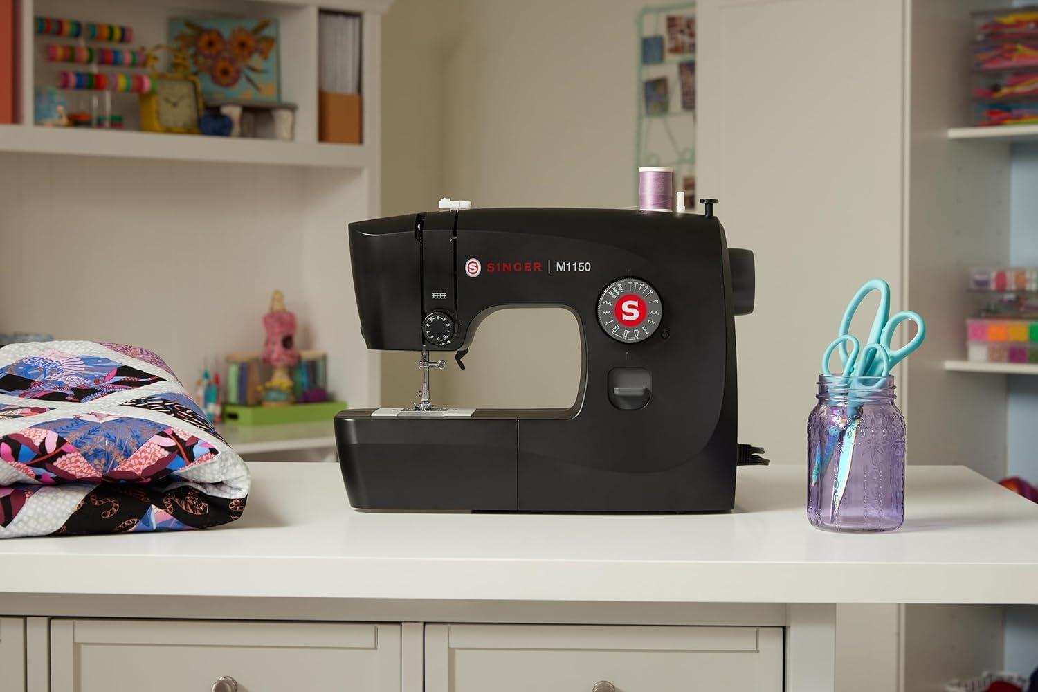 imageSINGER M1150 Lightweight ampamp Portable Sewing Machine With 45 Stitch Applications LED Light ampamp 4step Buttonhole  Used for Mending and SewingM1150 Black