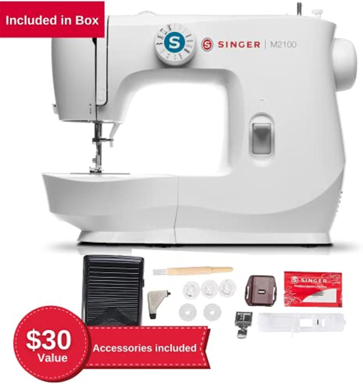 imageSINGER M2100 Lightweight ampamp Compact Sewing Machine With 63 Stitch Applications LED Light ampamp Easy 4step Buttonhole  Ideal for Mending and Sewing