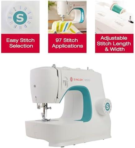 imageSINGER M3300 Lightweight ampamp Portable Sewing Machine With 97 Stitch Applications LED Light ampamp 1step Buttonhole  Used for Mending and SewingM3300