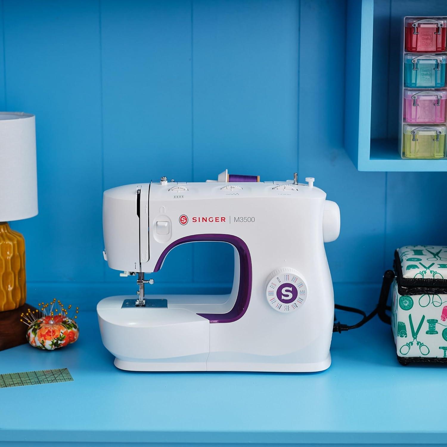 imageSINGER M3300 Lightweight ampamp Portable Sewing Machine With 97 Stitch Applications LED Light ampamp 1step Buttonhole  Used for Mending and SewingM3500