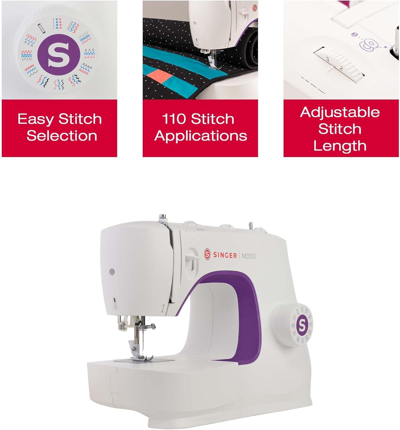 imageSINGER M3300 Lightweight ampamp Portable Sewing Machine With 97 Stitch Applications LED Light ampamp 1step Buttonhole  Used for Mending and SewingM3500