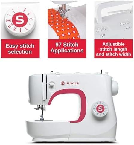 imageSINGER MX231 Lightweight ampamp Portable Sewing Machine with Accessory Kit ampamp Foot Pedal  97 Stitch Applications LED Light ampamp 1step Buttonhole  Great for Crafts ampamp MendingSewing Machine