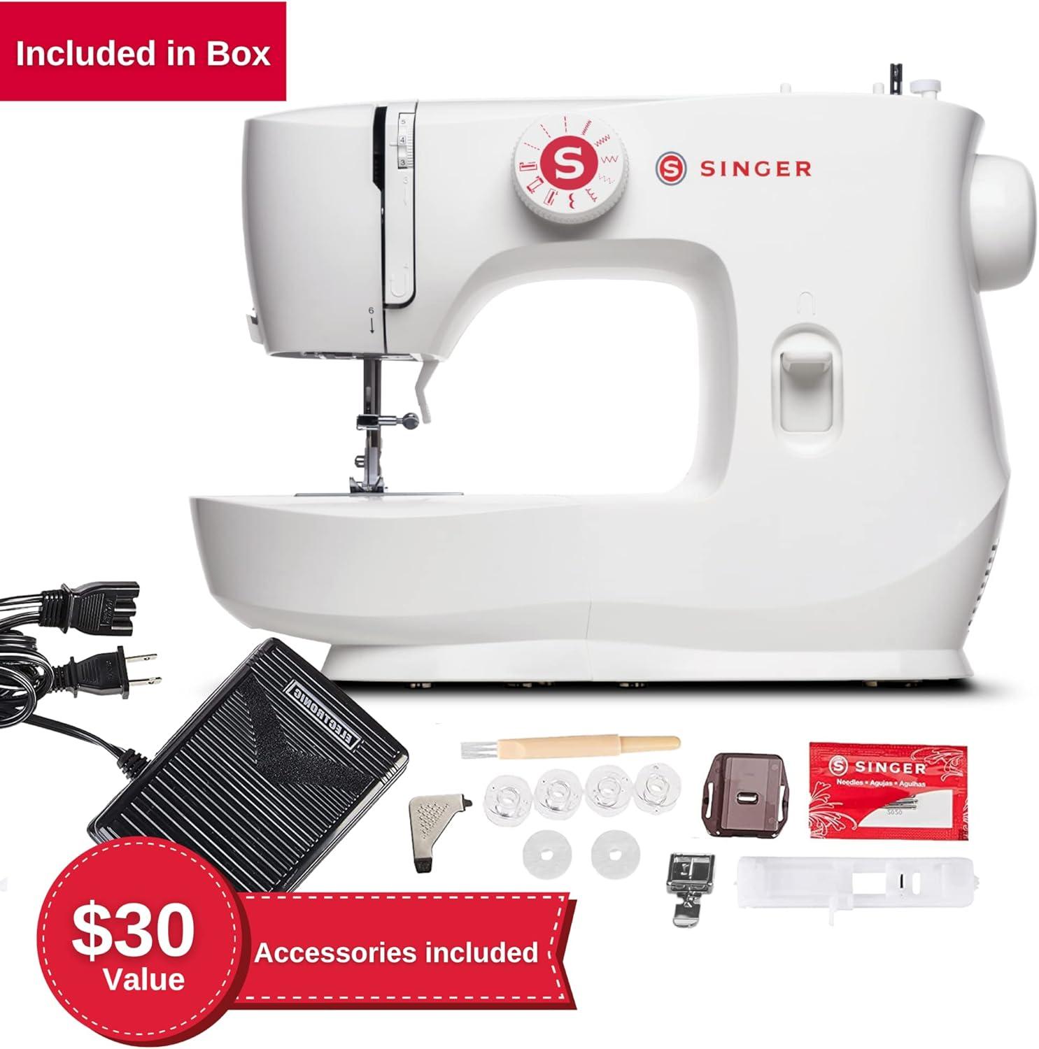imageSINGER MX60 Lightweight ampamp Portable Sewing Machine with Accessory Kit ampamp Foot Pedal  57 Stitch Applications LED Light ampamp 4step Buttonhole  Great for Crafts ampamp MendingSewing Machine