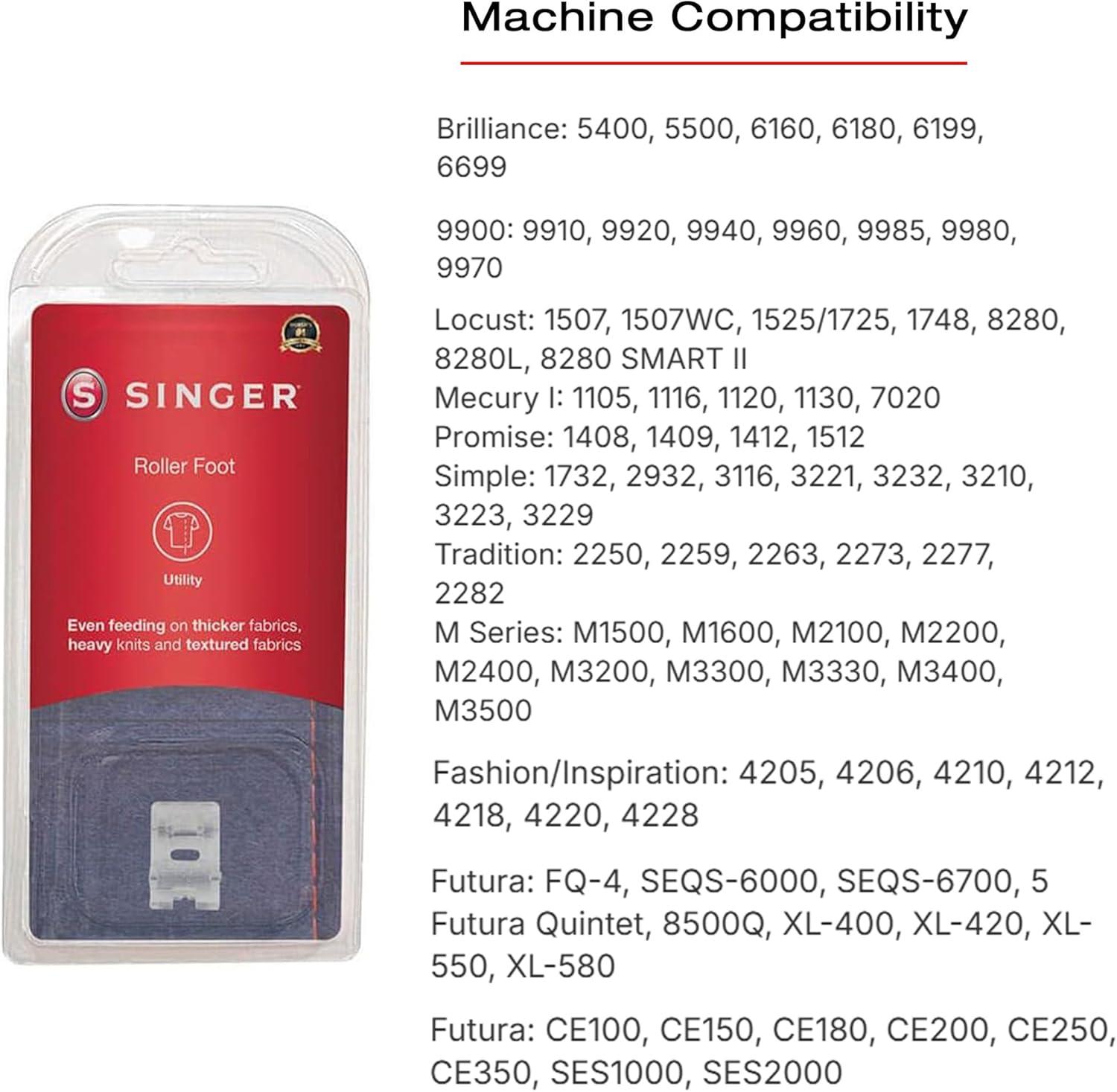 imageSINGER Roller SnapOn Presser Foot  Ideal for Thick Fabrics Heavy Knits Leather ampamp Vinyl  Even Fabric Feeding with Front and Rear Rollers  Compatible with LowShank Sewing Machines