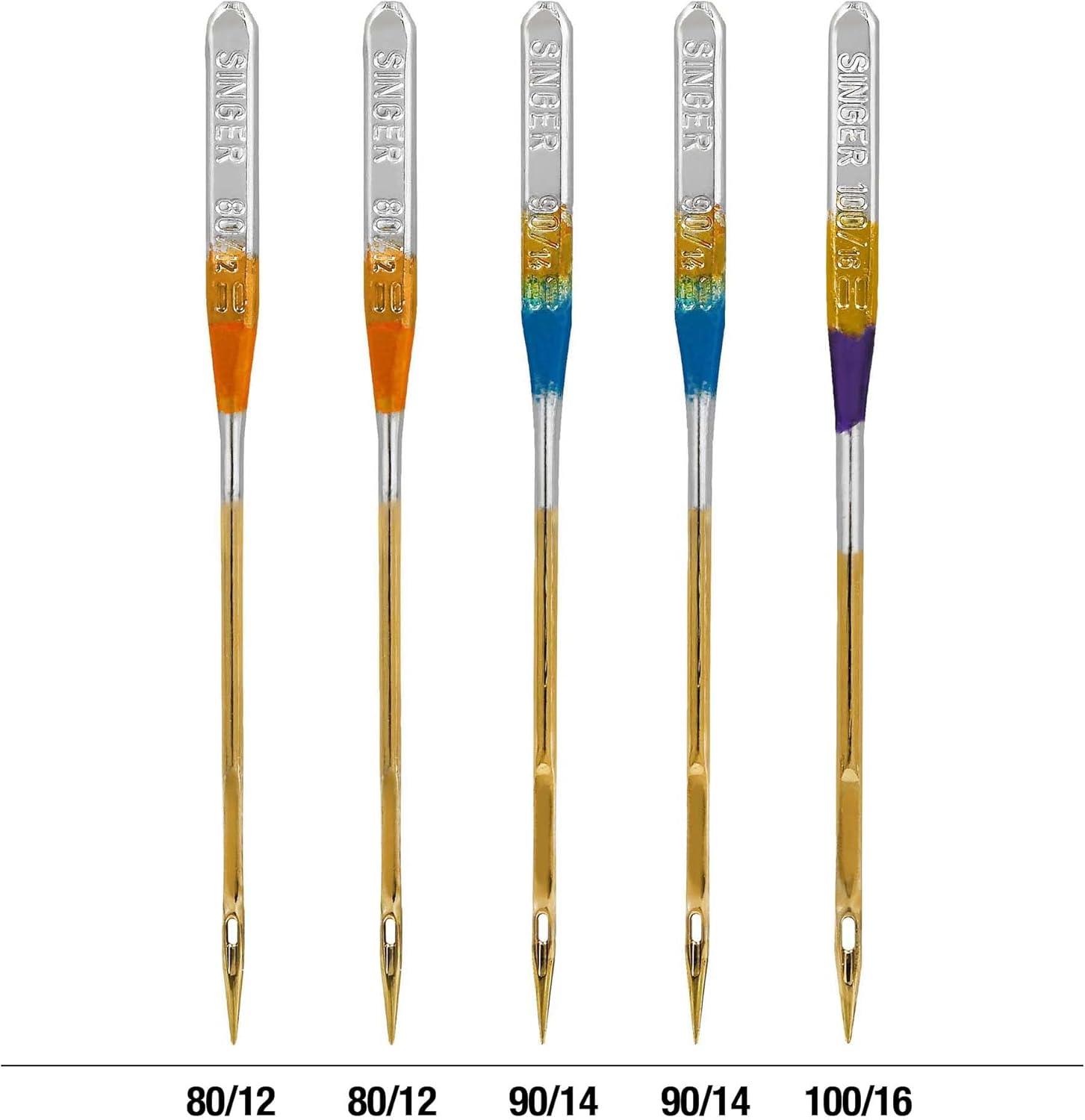 imageSINGER Titanium Universal Ball Point Machine Needles for Knit Fabric Assorted Sizes 5Count
