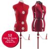 imageSINGER Female Adjustable Red Dress Form Fits Sizes 410 Pinnable Mannequin Body Torso with 360 Degree Hem Guide FoamBacked Fabric Exterior 12 Dials TriPod StandRed