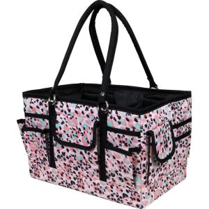 imageSINGER Collapsible Deluxe Store ampamp Tote CaddyRose Leopard PrintRose Leopard Print