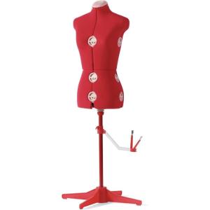 imageSINGER Female Adjustable Red Dress Form Fits Sizes 410 Pinnable Mannequin Body Torso with 360 Degree Hem Guide FoamBacked Fabric Exterior 12 Dials TriPod StandRed