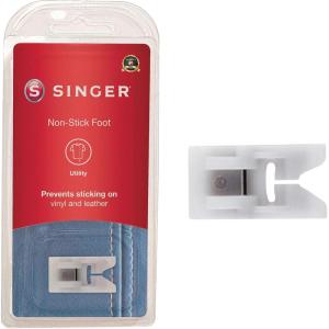 imageSINGER NonStick Presser Foot  Ideal for Sewing Leather Vinyl Plastic Oilcloth ampamp Laminated Fabrics  Smooth Glide with Teflon Coating  Works Best On Singer Sewing Machines