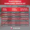 imageSINGER 8 Piece Punch Needle Embroidery Kit with 7 Assorted Size Punch Needle Heads Interchangeable Handle and Punch Needle Storage Case