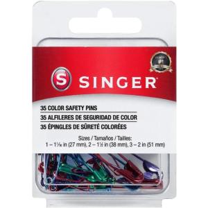 imageSINGER 00294 MetallicCoated Safety Pins Colors may vary and Sizes 35Count