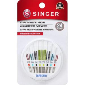 imageSINGER Tapestry Needles in Dial Compact Assorted Sized Sewing Needles Sizes 22 24 26 28 Set of 24