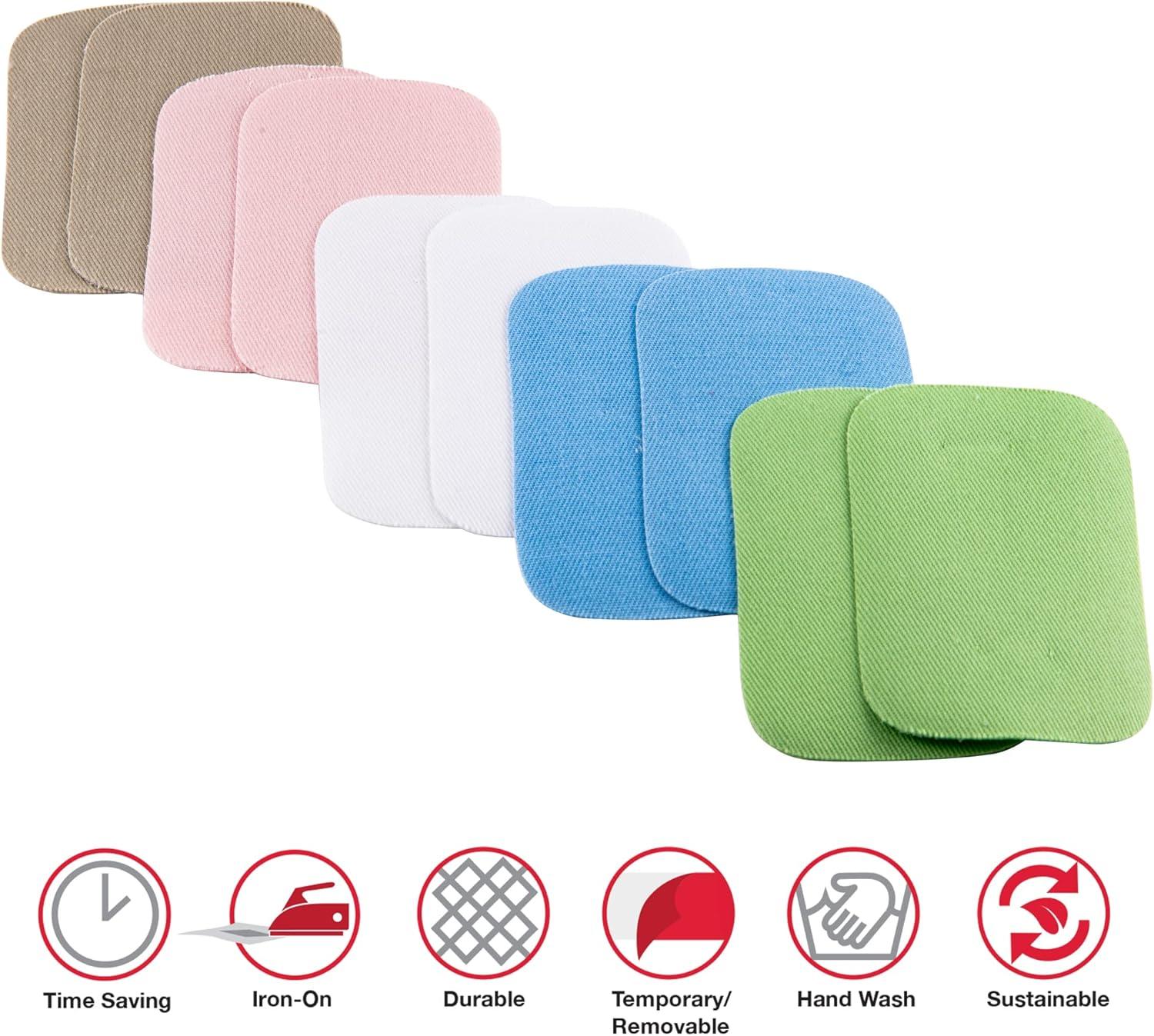 imageSINGER IronOn Twill Patches 2Inch x 3Inch 10Count Assorted Dark ColorsAssorted Light Colors