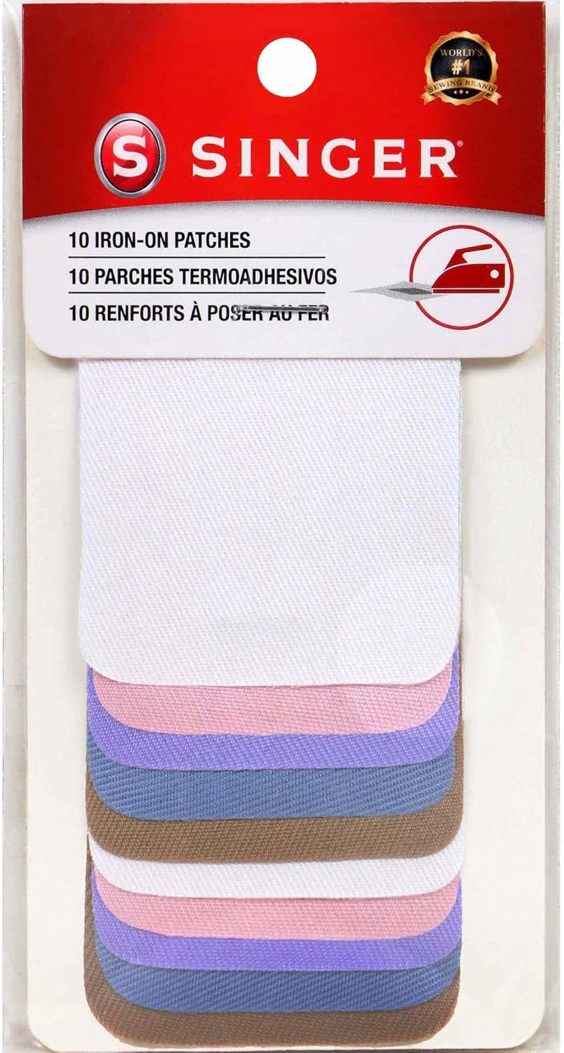 imageSINGER IronOn Twill Patches 2Inch x 3Inch 10Count Assorted Dark ColorsPastel Colors