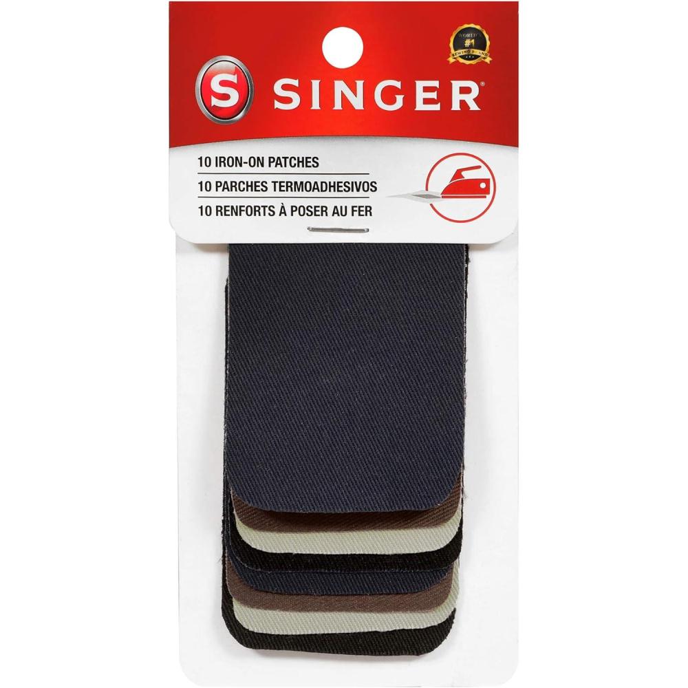 imageSINGER IronOn Twill Patches 2Inch x 3Inch 10Count Assorted Dark ColorsAssorted Dark Colors
