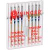 imageSINGER 04806 Titanium Universal Regular and Ball Point Machine Needles Combo Pack 8Count