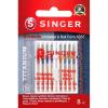 imageSINGER 04806 Titanium Universal Regular and Ball Point Machine Needles Combo Pack 8Count