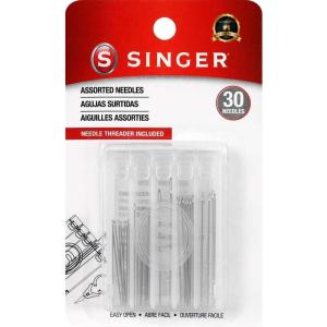 imageSINGER 07370 Hand Sewing Needles in Compact with Needle Threader Assorted Sizes 30Count
