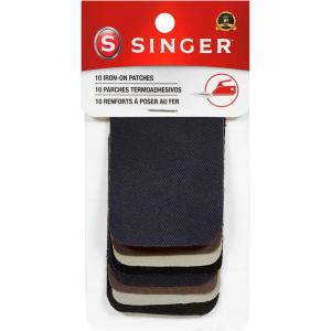 imageSINGER IronOn Twill Patches 2Inch x 3Inch 10Count Assorted Dark ColorsAssorted Dark Colors