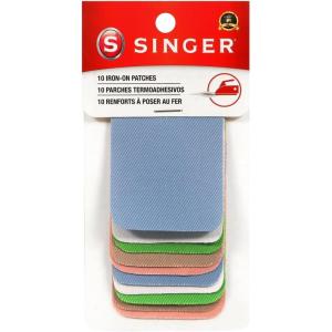imageSINGER IronOn Twill Patches 2Inch x 3Inch 10Count Assorted Dark ColorsAssorted Light Colors