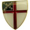 imageSINGER Gold Tone and Enamel Episcopal Church Arms Cross Lapel Pin 12 Inch