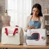 imageSINGER Universal Sewing Machine Tote Bag  CreamRed Carrying Case for Portable Sewing Machines and Sergers Dimension 18 x 10 x 13 in Padded Handles Full Zip Closure Large Storage Pocket